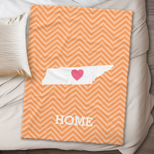 Tennessee Map Home State Love Optional Heart Fleece Blanket
