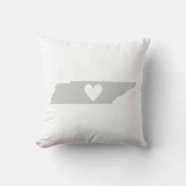 Tennessee Map Shape Love Grey Tennessean Heart Cushion (Front)