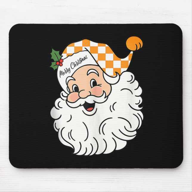 Tennessee Merry Christmas Santa Checkerboard Orang Mouse Mat (Front)