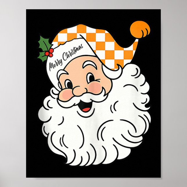 Tennessee Merry Christmas Santa Checkerboard Orang Poster (Front)