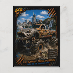 Tennessee Monster Truck Off Road Art Postcard