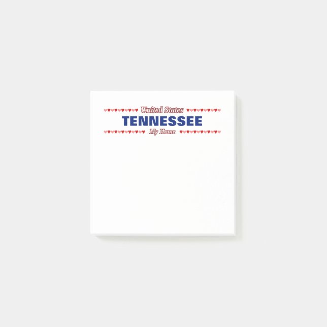 TENNESSEE - My Home - United States; Hearts Post-it Notes (Front)