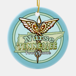 Tennessee Nurse Caduceus Ceramic Tree Decoration