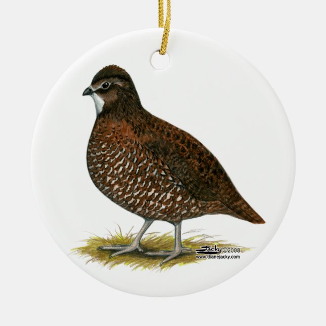 Tennessee Red Quail Ceramic Tree Decoration (Front)