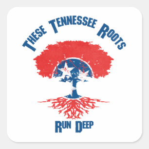 Tennessee Roots Flag Tree Square Sticker