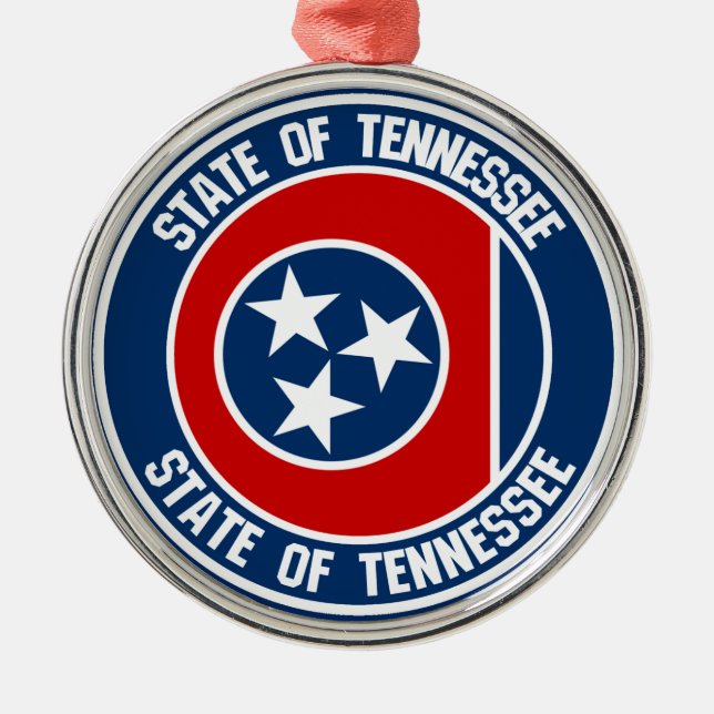 Tennessee Round Emblem Metal Tree Decoration (Front)