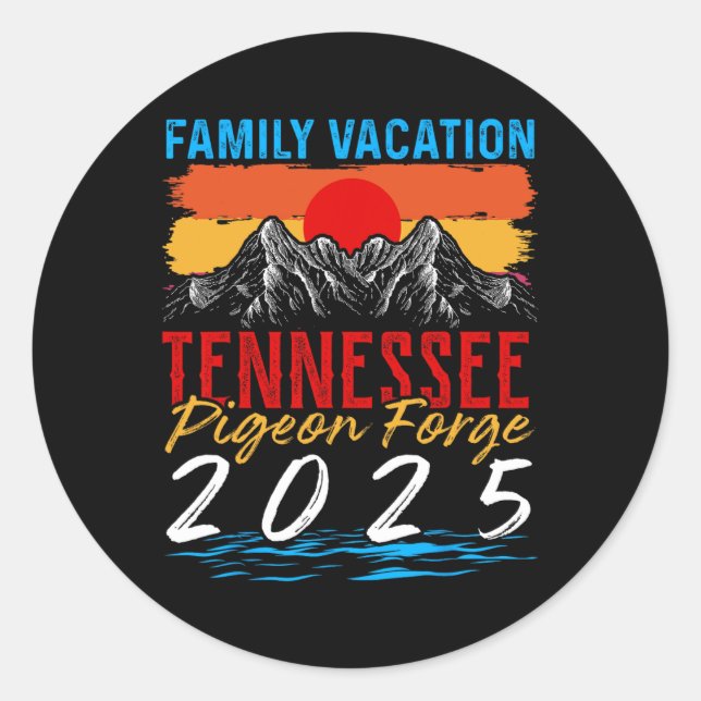 Tennessee Smoky Mountains Family Vacation 2025 Pig Classic Round Sticker (Front)