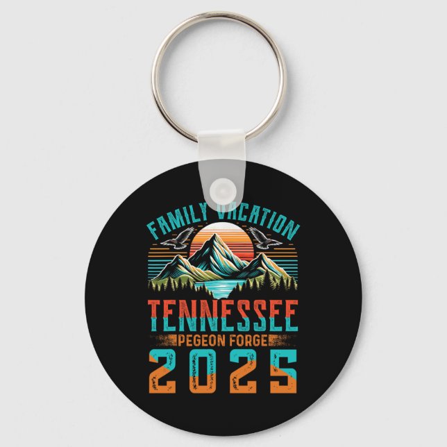 Tennessee Smoky Mountains Family Vacation 2025 Pig Key Ring (Front)