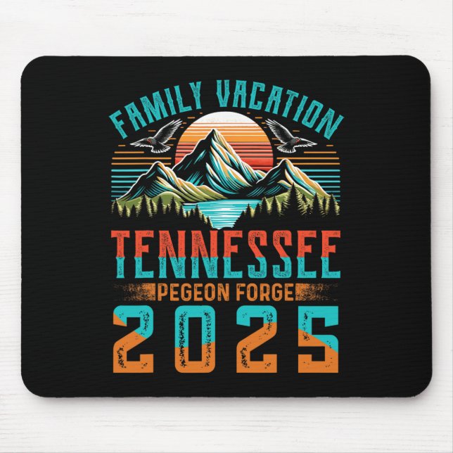 Tennessee Smoky Mountains Family Vacation 2025 Pig Mouse Mat (Front)