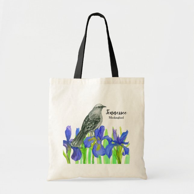 Tennessee Souvenir Tote Tourist Mockingbird Iris (Front)
