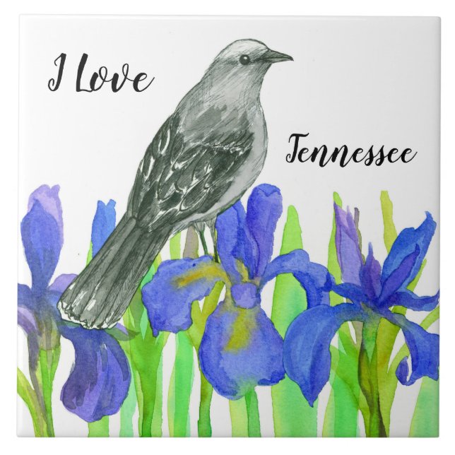Tennessee Souvenir Yellow Bird Blue Iris Tile (Front)