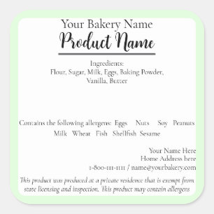 Tennessee State Cottage Food Business Baking Label