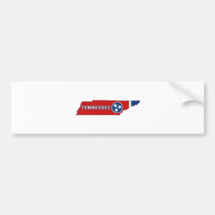 Tennessee State Flag and Map Bumper Sticker