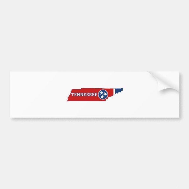 Tennessee State Flag and Map Bumper Sticker (Front)