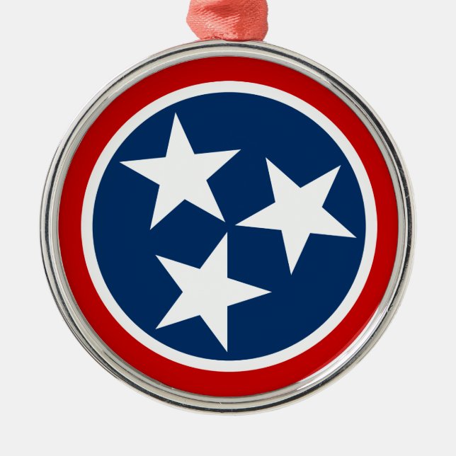 Tennessee State Flag Blue White Stars Metal Tree Decoration (Front)