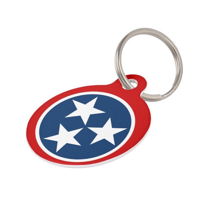 Tennessee State Flag Blue White Stars Pet Tag (Side)