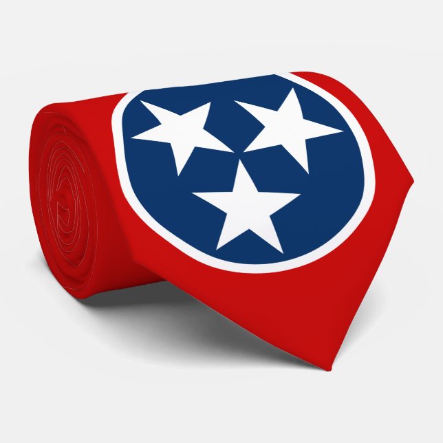 Tennessee State Flag Blue White Stars Tie (Rolled)
