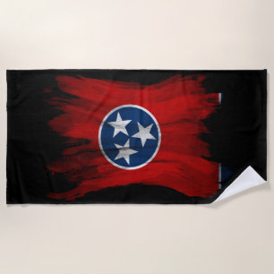 Tennessee state flag brush stroke, Tennessee flag Beach Towel