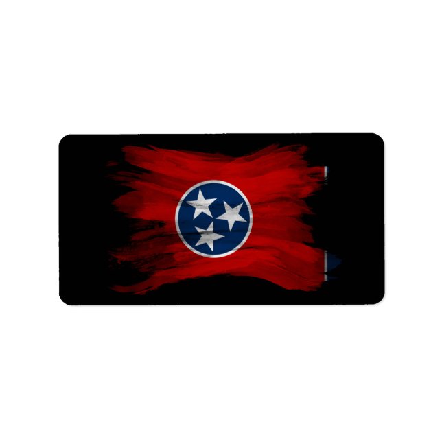 Tennessee state flag brush stroke, Tennessee flag Label (Front)