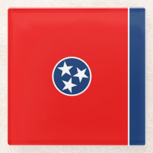 Tennessee State Flag Design Decor Glass Coaster