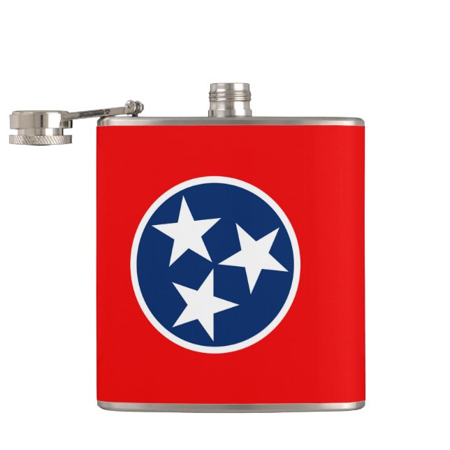 Tennessee State Flag Design Hip Flask (Opened)