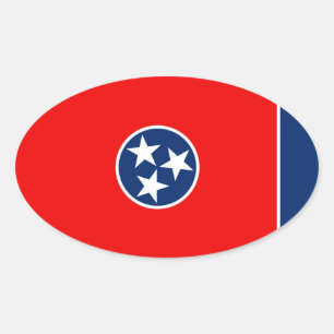 Tennessee State Flag Design Oval Sticker