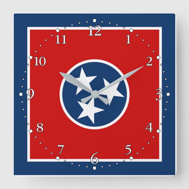 Tennessee State Flag Square Wall Clock (Front)