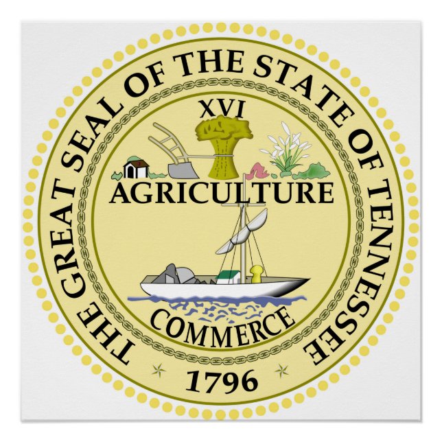 Tennessee state seal america republic symbol flag poster (Front)