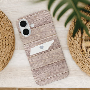 Tennessee State Silhouette Rustic Wood Look iPhone 16 Case