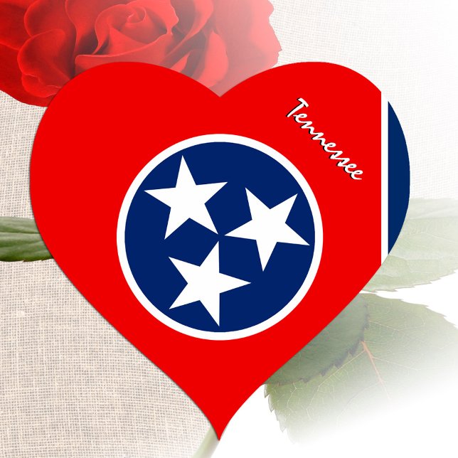 Tennessee Sticker, Heart, Patriotic Tennessee Flag Heart Sticker (Creator Uploaded)