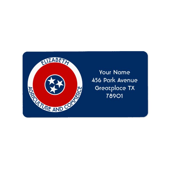 Tennessee The Volunteer State Personalised Flag Label (Front)