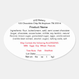 TENNESSEE TN Cottage Food Law Product Label
