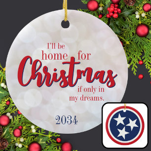 Tennessee TN Home Christmas Red White Year Classic Ceramic Tree Decoration