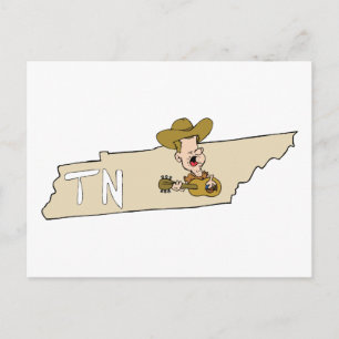 Tennessee TN State Map & Nashville Music Postcard