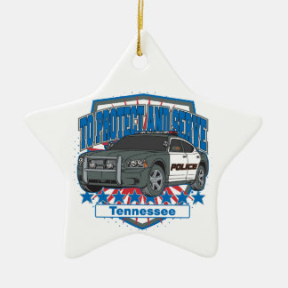 Tennessee To Protect and Serve Police Squad Car Ceramic Tree Decoration
