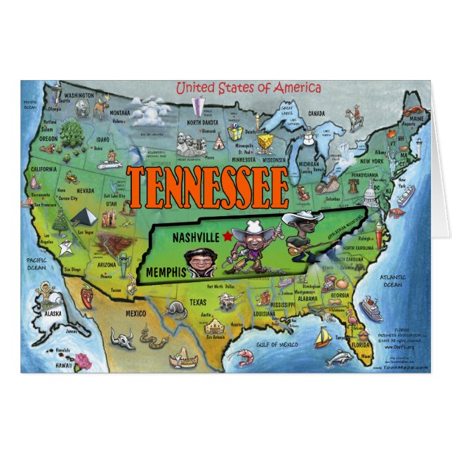 Tennessee USA Map (Front Horizontal)