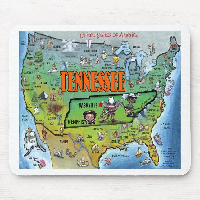Tennessee USA Map Mouse Mat (Front)