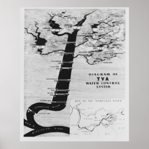 TENNESSEE VALLEY AUTHORITY MAP 1933 POSTER