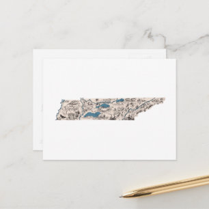 Tennessee Vintage Picture Map Antique State Chart Postcard