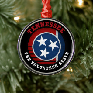 TENNESSEE VOLUNTEER STATE FLAG METAL TREE DECORATION