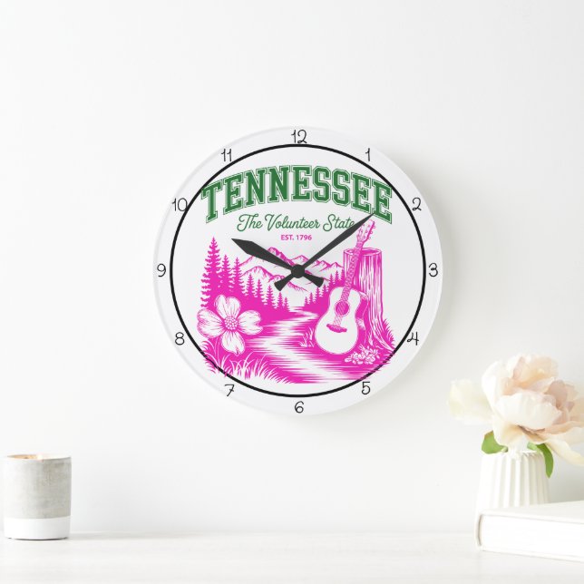 Tennessee Volunteer State Guitar Large Clock (Home)