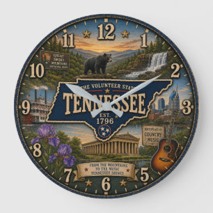Tennessee Volunteer State Nashville Country Music  Large Clock