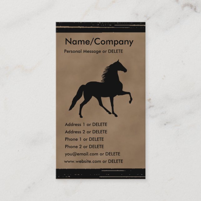 Tennessee Walker Silhouette Personal Business Business Card (Front)