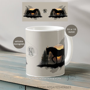 Tennessee Walking Horse Sunset Silhouette Monogram Coffee Mug