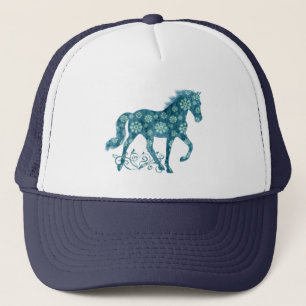 Tennessee Walking Horse Teal Grunge Floral Trucker Hat