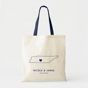 Tennessee Wedding Welcome Bag Map Tote, Navy Blue