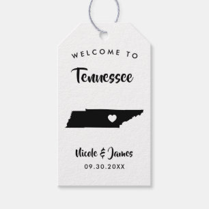 Tennessee Wedding Welcome Bag Tags, Map Gift Tags