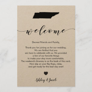Tennessee Wedding Welcome Letter & Itinerary Card