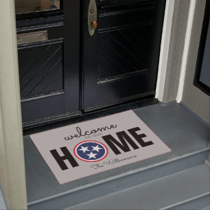 Tennessee Welcome Home Red White Blue TN Flag Doormat