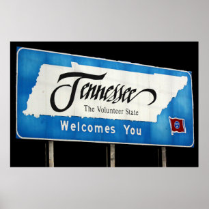 Tennessee Welcomes You Highway Sign Poster